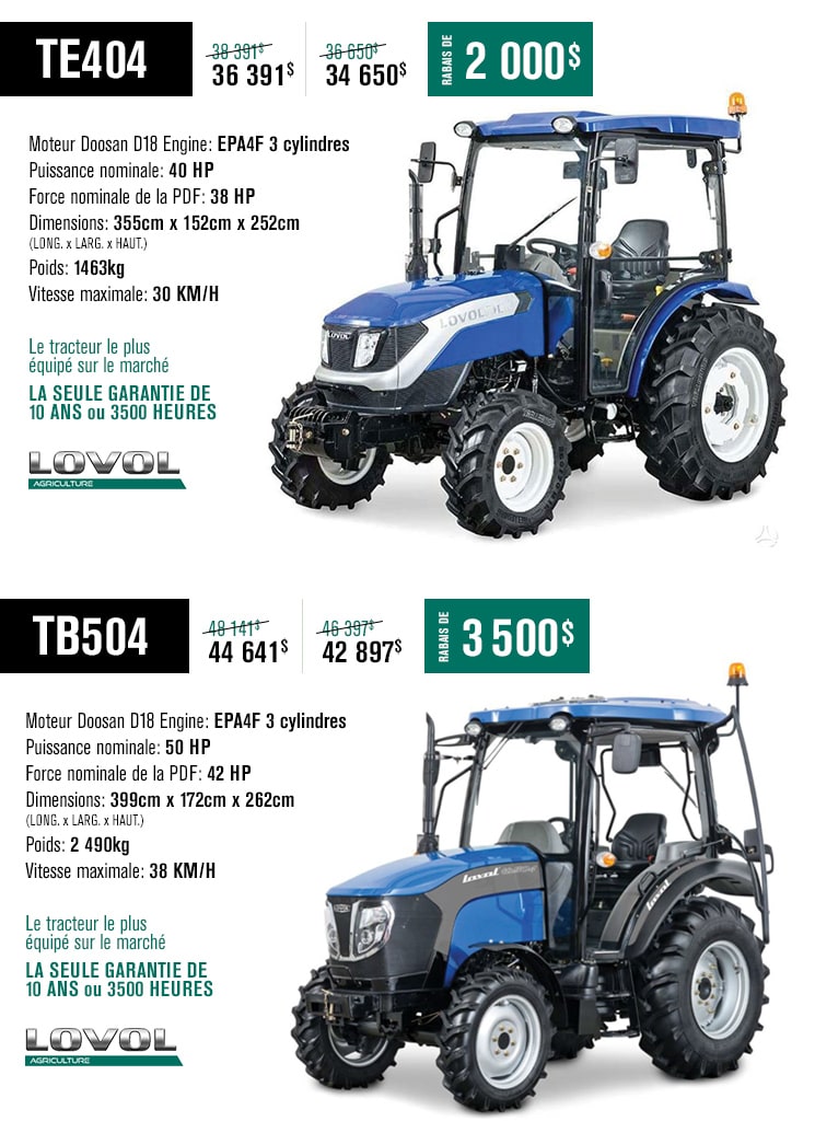 Promotion sur les tracteurs Lovol